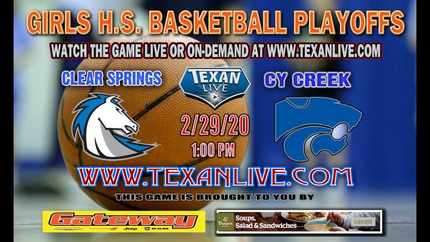 6A Region 3 - Cy Creek vs Clear Springs - Regional Finals - 1PM - Girls Basketball - Live from Merrell Center