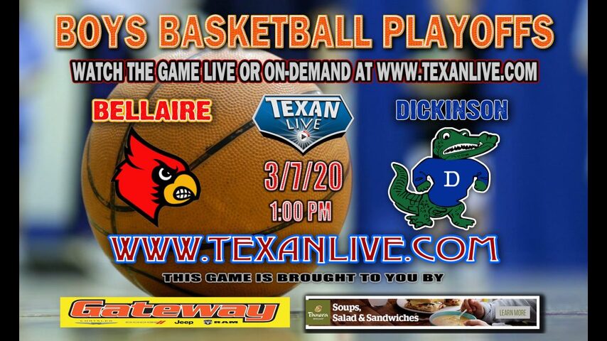  6A Region 3 - Bellaire vs Dickinson - Regional Finals - 2PM - Boys Basketball - Live from Berry Center - 3/7/20
