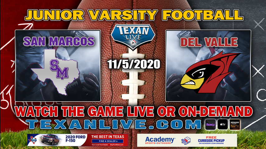 San Marcos vs Del Valle - Junior Varsity - 11/5/2020 - 5:30PM - Football - Veterans Stadiumn 