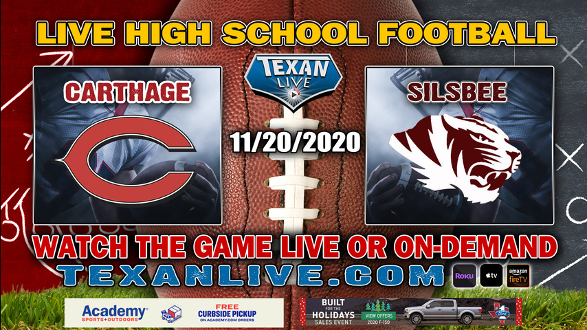 Carthage vs Silsbee - 11/20/2020 - 7:00PM - Football - Homer Bryce Stadium - Area Round Playoffs