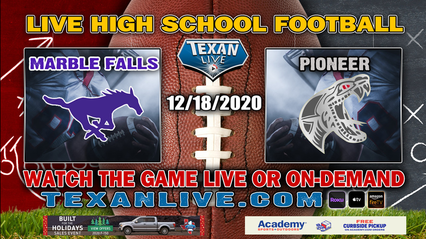 Sharyland Pioneer vs Marble Falls - 12/18/2020 - 7:30PM - Football - Heroes Stadium - Area Round - Playoffs