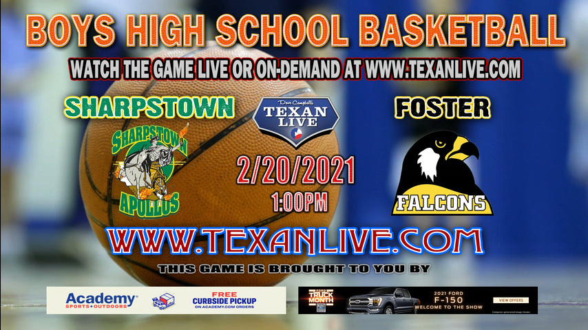 Foster vs Sharpstown - 1:00PM - 2/20/21 - Boys Basketball - Bi-District Playoffs - Hopson Field House