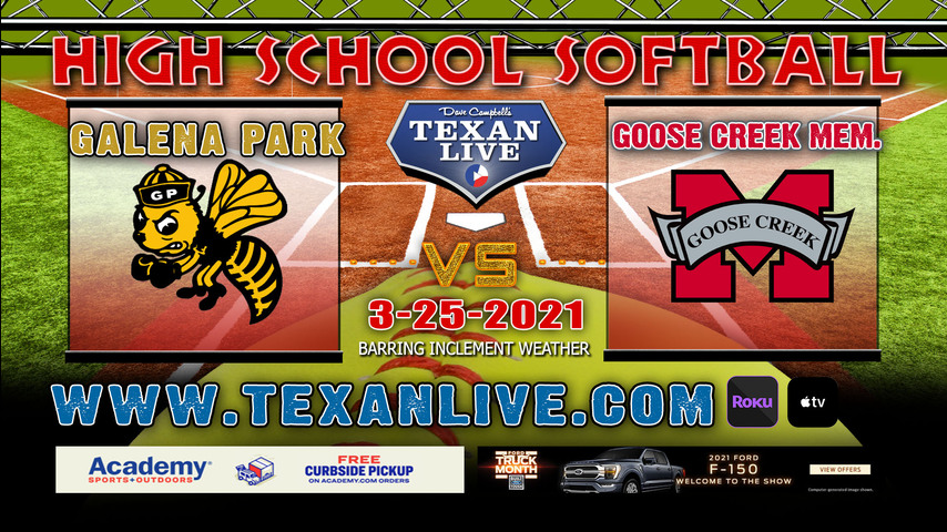 Galena Park vs Goose Creek Memorial - 2:00PM - 3/25/21 - Summer Creek High School - Softball
