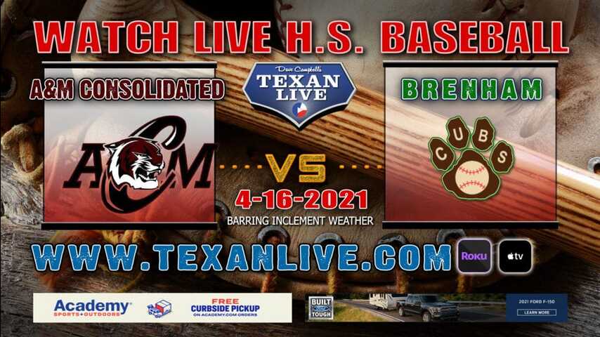 A&M Consolidated vs Brenham - 7:00PM - 4/16/21 - Firemans Park - Baseball