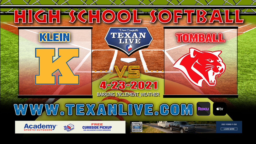 Klein vs Tomball – 11:30AM – 4/23/21 – Tomball High School – Softball 