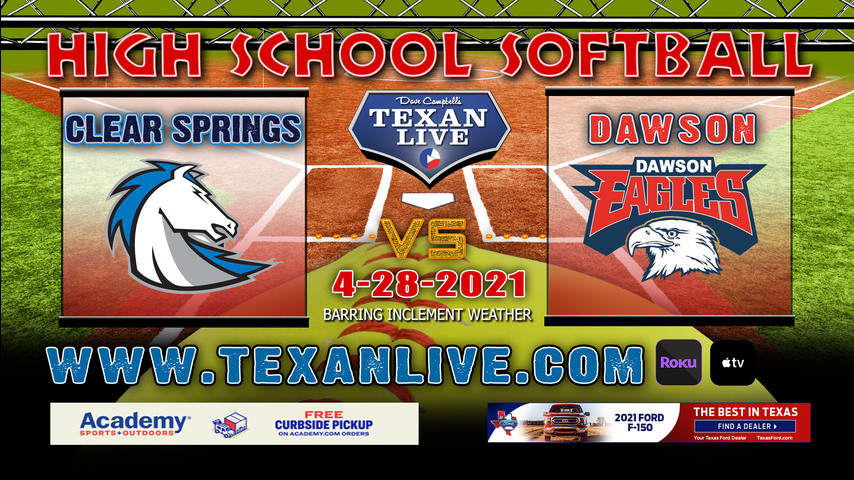 Clear Springs vs Dawson -Game 1- 6:45PM - 4/28/21 - Dawson High School - Softball