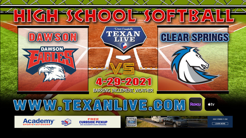 Clear Springs vs Dawson -Game 2- 6:45PM - 4/29/21 - Clear Springs High School - Softball