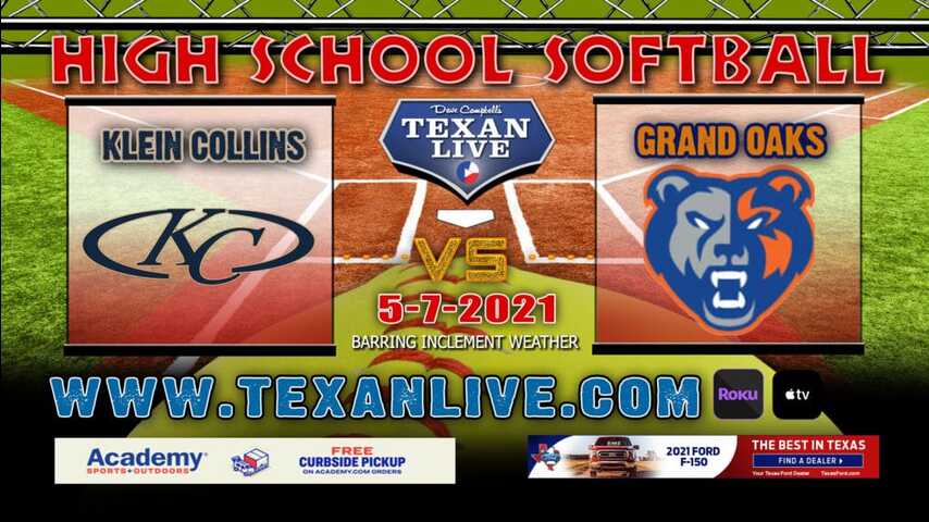 Grand Oaks vs Klein Collins – 6PM – 5/7/21 – Humble High School – Softball – Area Round
