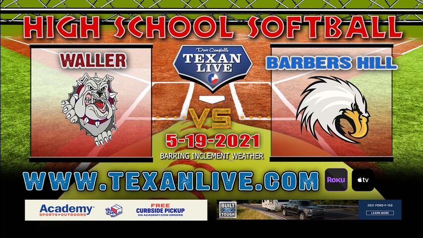Waller vs Barbers Hill– Game One – 6:30pm – 5/19/21 – Humble High School – Softball– Regional Semi-Finals