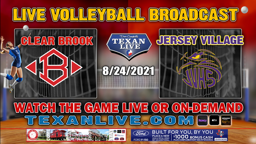 Clear Brook vs Jersey Village - Varsity at 5:30pm- 8/24/2021- Volleyball - Live from Jersey Village High School