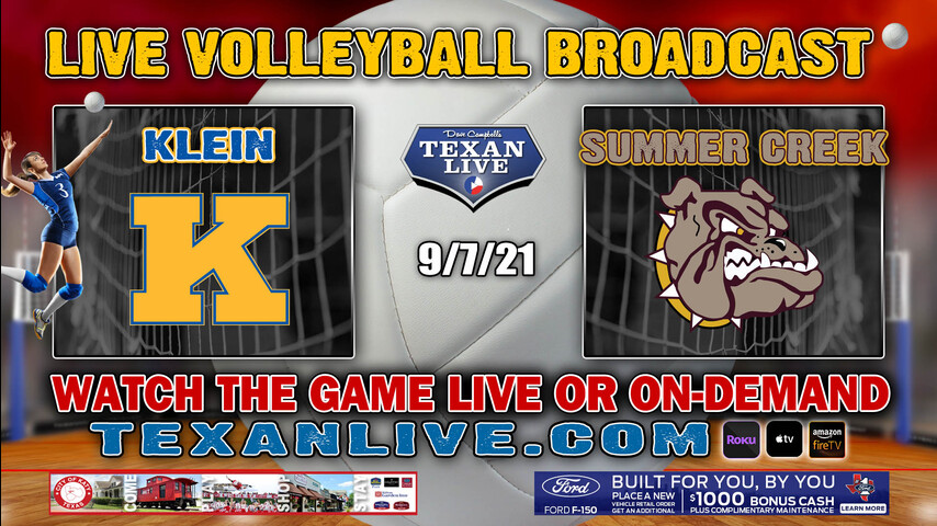 Klein vs Summer Creek – Varsity at 6:30pm- 9/7/2021- Volleyball – Live from Summer Creek HS