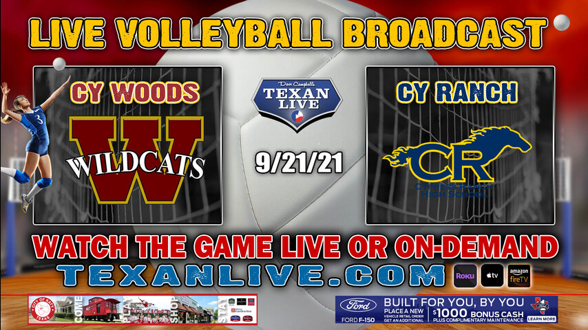 Cy Woods vs Cy Ranch – Varsity at 5:30pm- 9/21/2021- Volleyball – Live from Cy Ranch HS