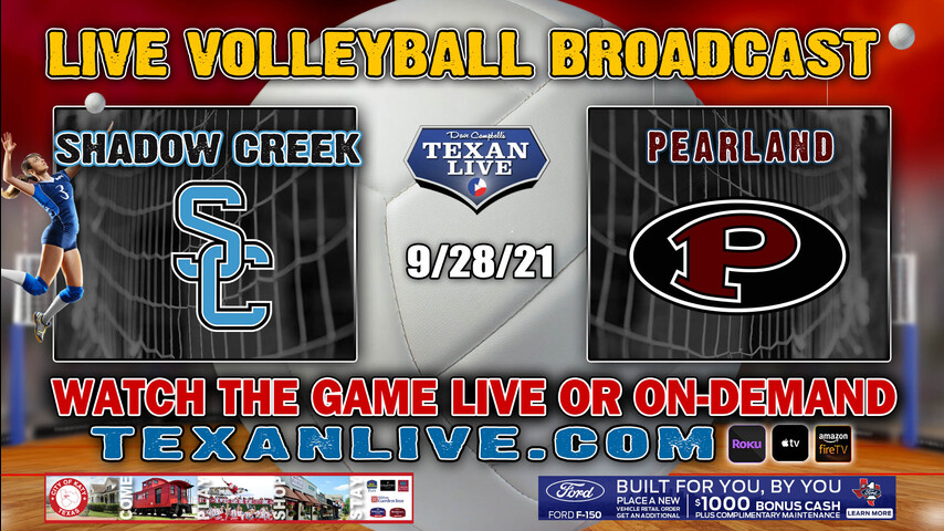 Shadow Creek vs Pearland – Varsity at 6:30pm- 9/28/2021- Volleyball – Live from Pearland HS