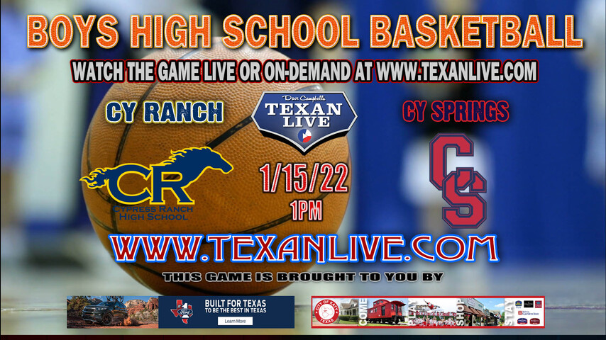 Cy Ranch vs Cy Springs - 1pm - 1/15/22 - Cy Springs High School - Boys Basketball