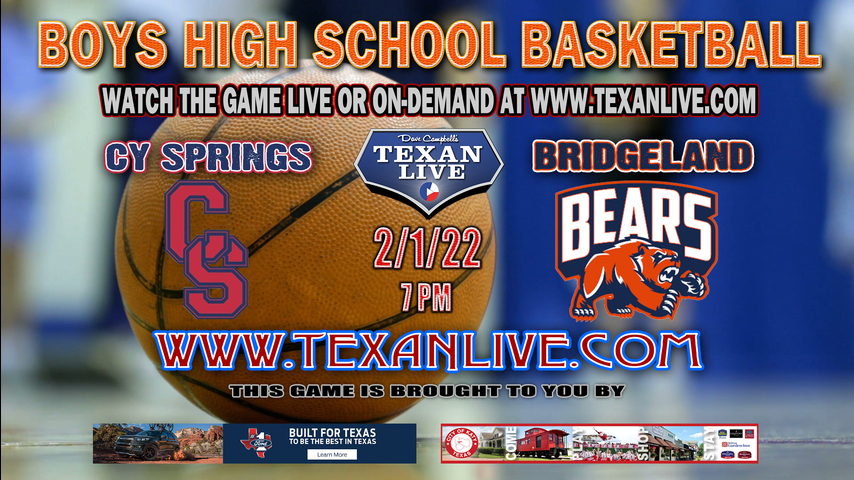 Cy Springs vs Bridgeland - 7pm - 2/1/22 - Bridgeland High School - Boys Basketball