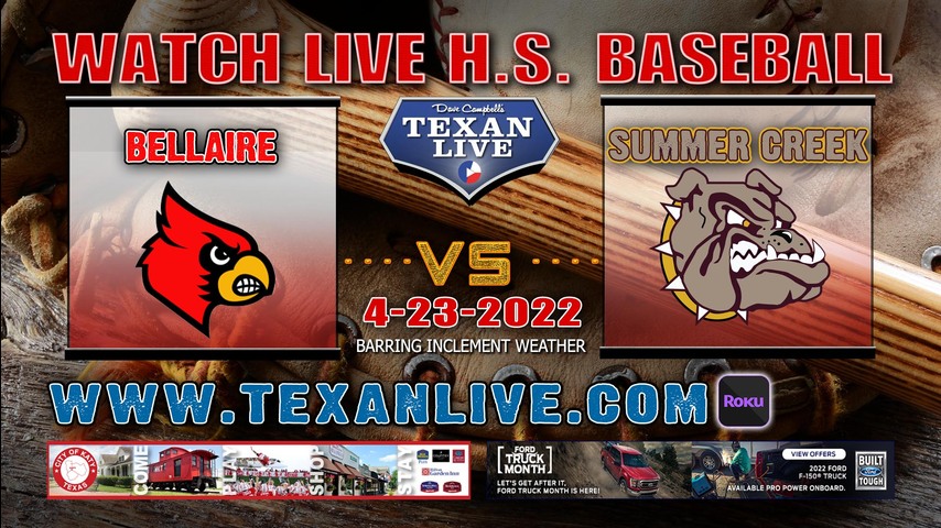 Bellaire vs Summer Creek - 2PM - 4/23/22 - Summer Creek High School - Baseball