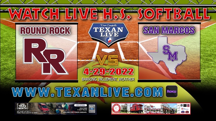 Round Rock vs San Marcos - One Game Playoff - 7PM - 4/29/22 - Wimberley High School - Softball - Bi-District Round