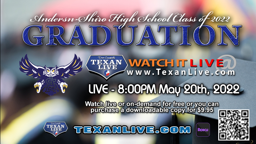Anderson Shiro High School Graduation – WATCH LIVE – 8:00PM - Friday, May 20th, 2022 (FREE)