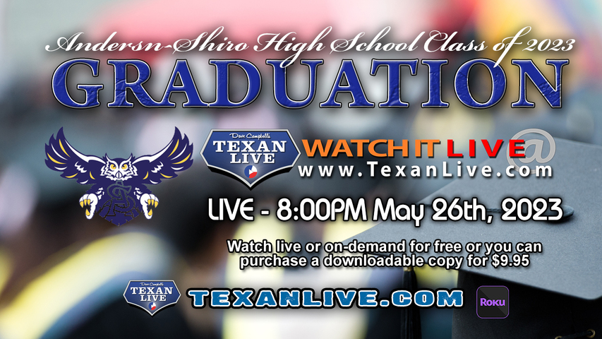 Anderson Shiro High School Graduation – 8:00PM - Friday, May 26th, 2023 (FREE) - Live from Anderson Shiro High School