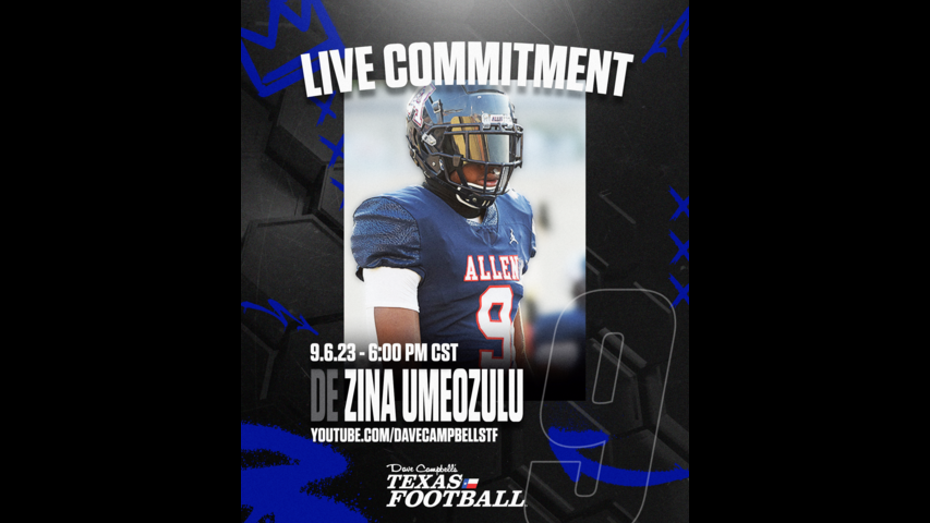 DE Zina Umeozulu - Allen High School- Commitment announcement - 9/6/23 - 6pm