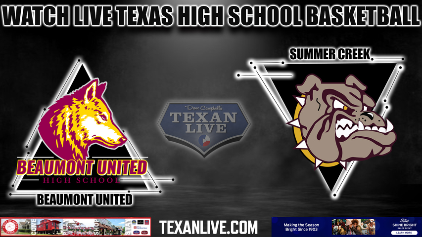 Beaumont United vs Summer Creek - 7:00pm- 1/5/2024 - Boys Basketball - Live from Summer Creek High School