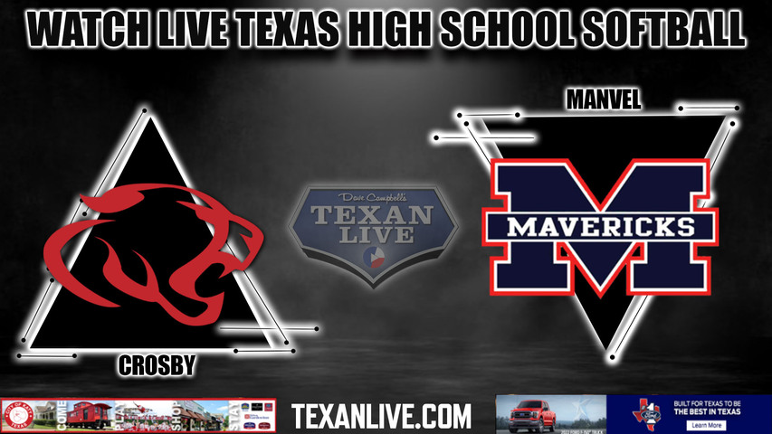 Crosby vs Manvel - 5:30pm- 4/26/2024 - Softball - Live from Manvel High School - Game One
