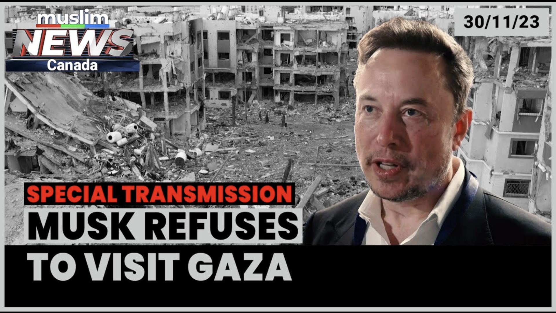 Elon Musk declines to visit Gaza, cites dangerous situation | Nov 30, 2023