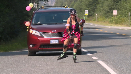 'I don't feel old': Great-grandmother rollerblading down Island for BC SPCA